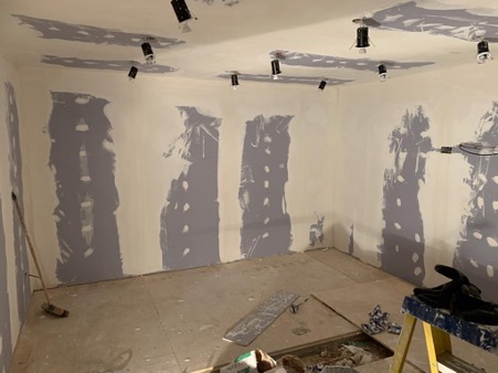 Lights getting fitted in new Hire Frequencies studio.