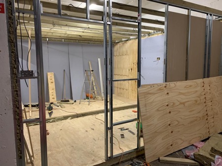 Hire Frequency studio space under construction, funded by ERDF grants.