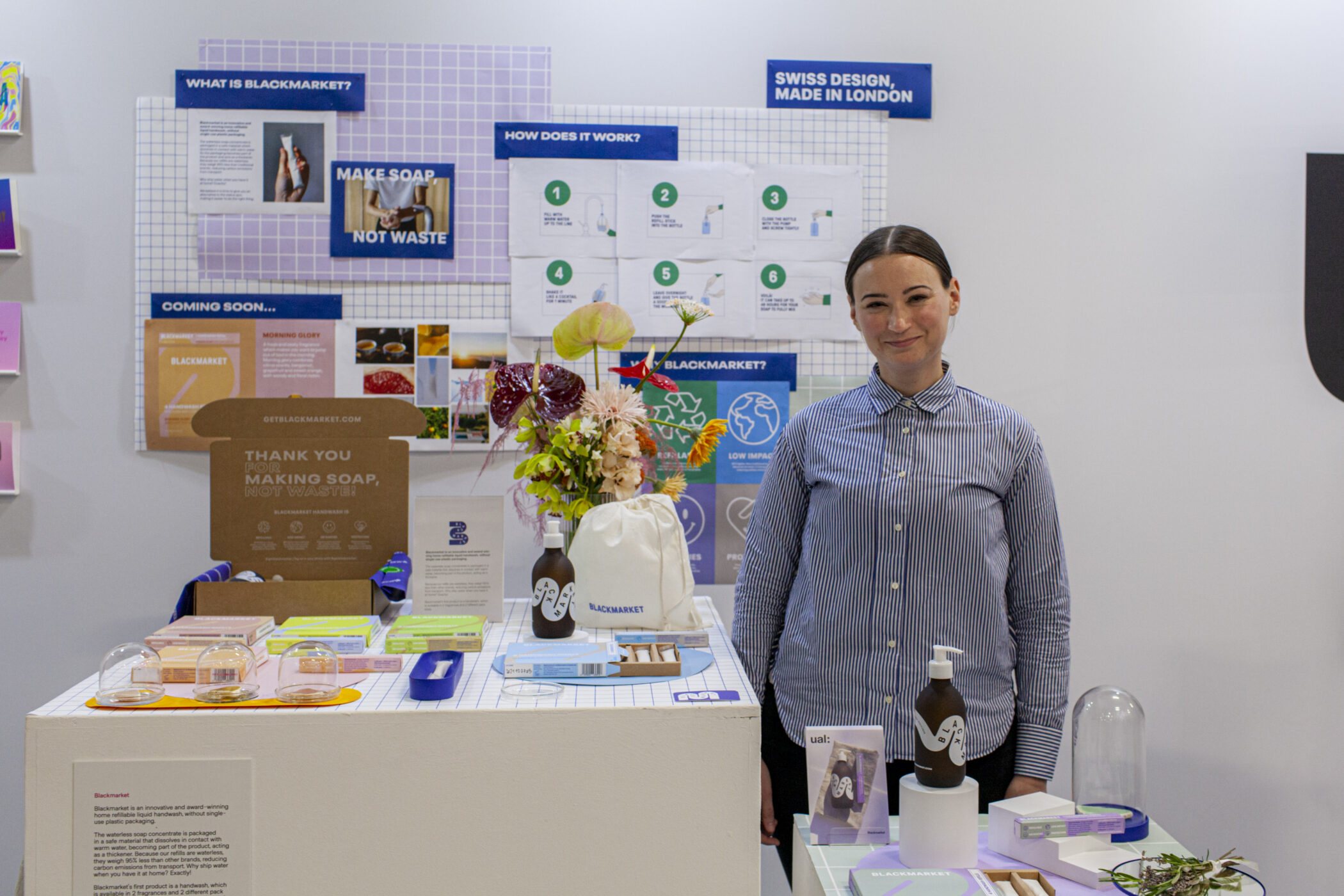 Blackmarket founder showcasing products.