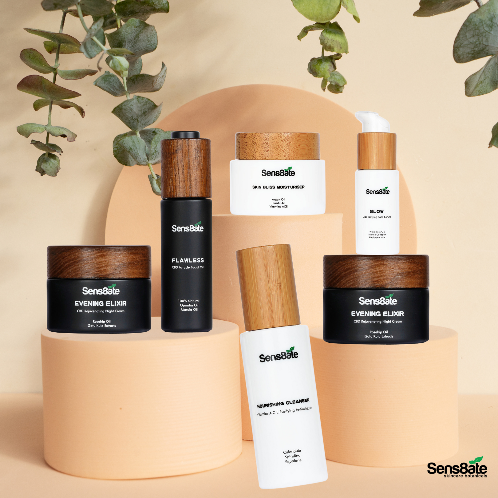 Sens8ate Cream and Brown Bright Skin Care